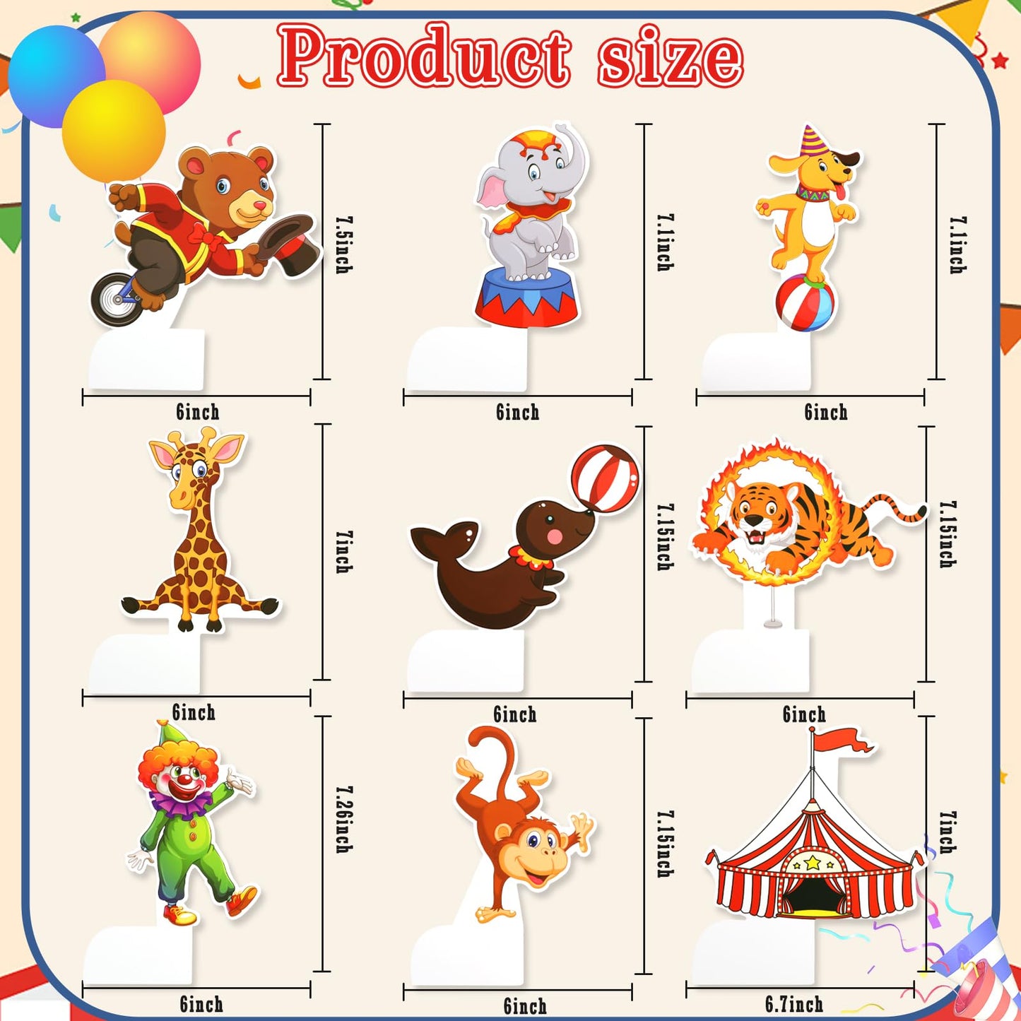 Carnival Circus Honeycomb Centerpieces, KSKSPE 9Pcs Carnival Circus