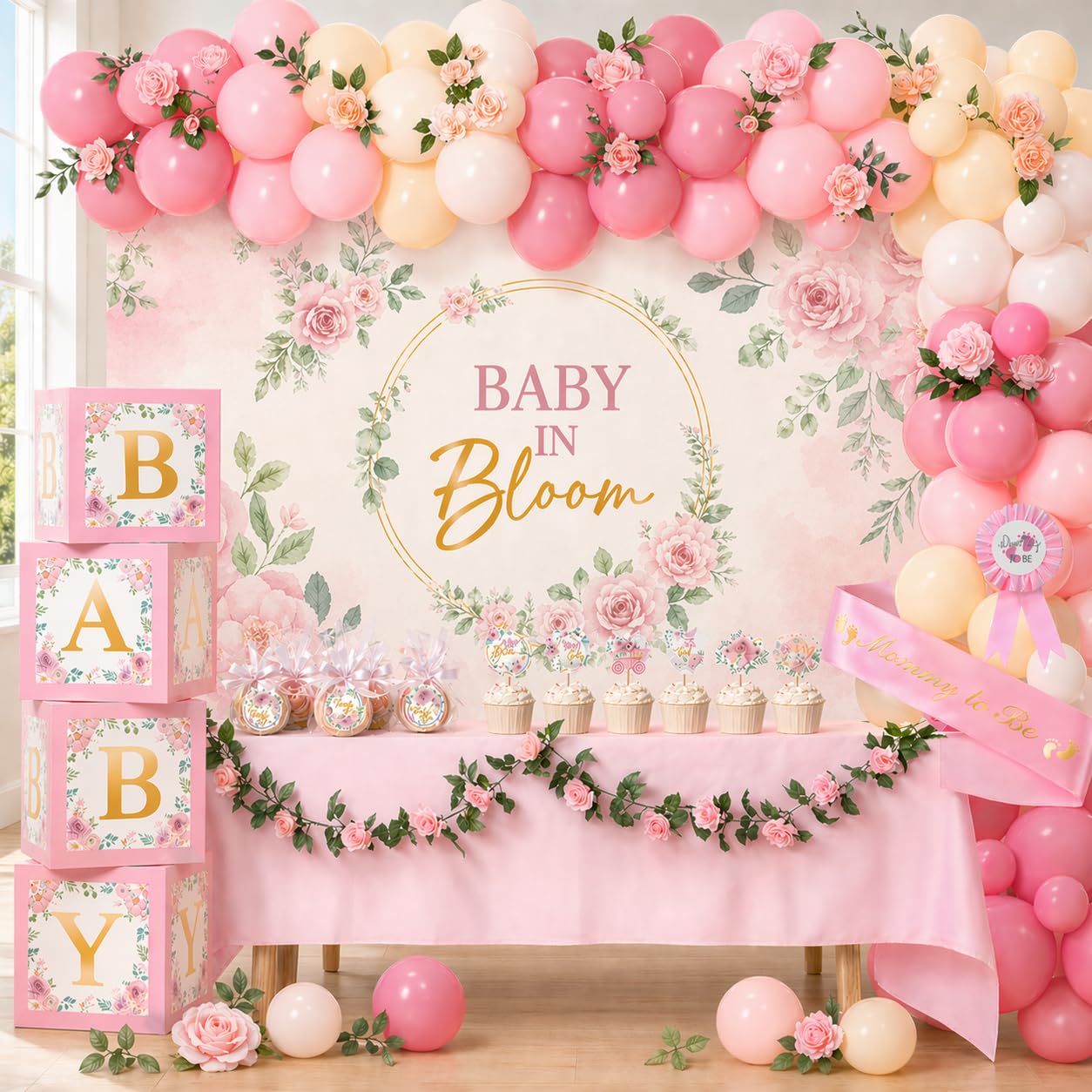 Kriyokiaa Baby in Bloom Baby Shower Decorations for Girl Balloon Arch