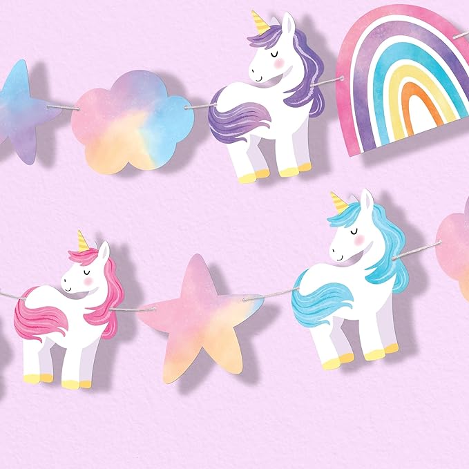 Big Dot of Happiness Unicorn Garland Banner Rainbow Birthday Party
