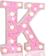 Pooqla LED Marquee Letter Lights, Light Up Pink Letters Glitter #7