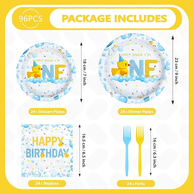 96Pcs Duck 1st Birthday Party Decorations Duck One Birthday Bubble