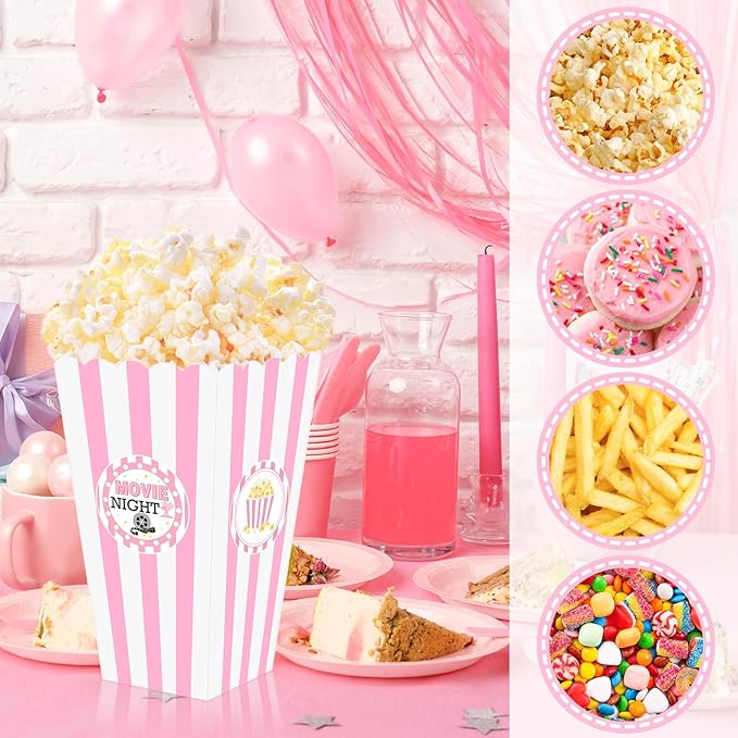 K KUMEED 20 pcs Movie Night Large Popcorn Favor Boxes 7.8 Inches