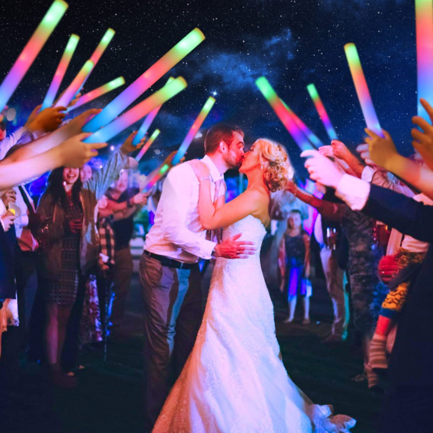 HONLYNE 200PCS Foam Glow Sticks with 3 Modes Colorful Flashing, LED