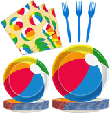 96 Pcs Summer Pool Beach Party Paper Plates Napkins Beach Pool Ball