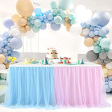 9ft Pink and Blue Gender Reveal Table Skirt Tulle Tutu Table Clothes