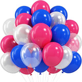 Pink Blue White Balloons, 12 Inch Royal Blue Hot Pink Fuchsia Pearl