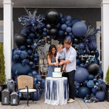 Navy Blue Black Balloon Arch Kit Double Stuffed, Dark Lavender-Blue
