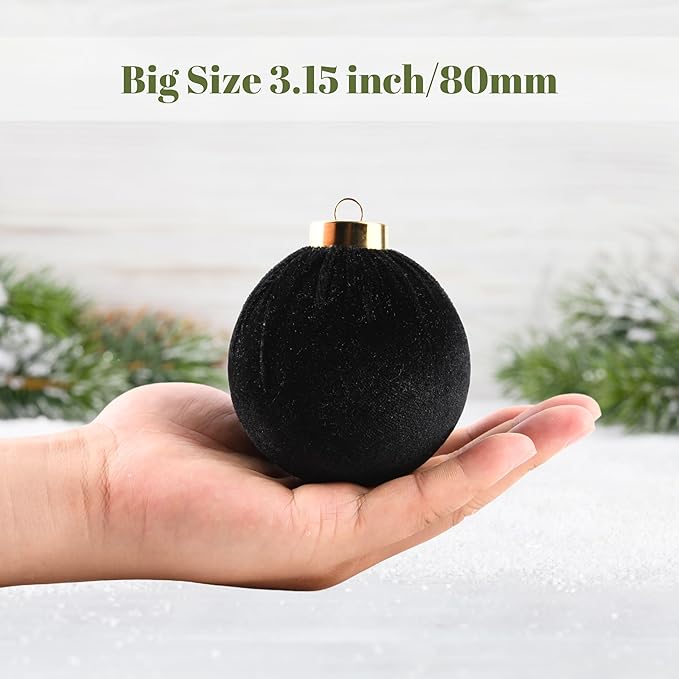 Velvet Ornaments for Christmas Tree Decorations - Black Xmas Ball
