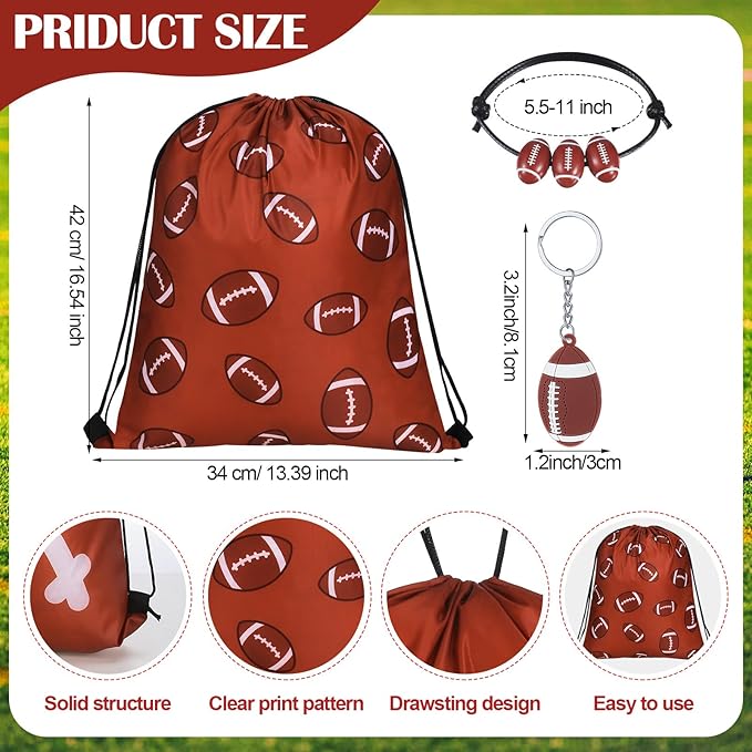 36 Pcs Football Party Favors 12 Football Drawstring Gift Bags Team
