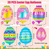 20 PCS Easter Egg Balloons Happy Easter Foil Balloons Egg Mylar
