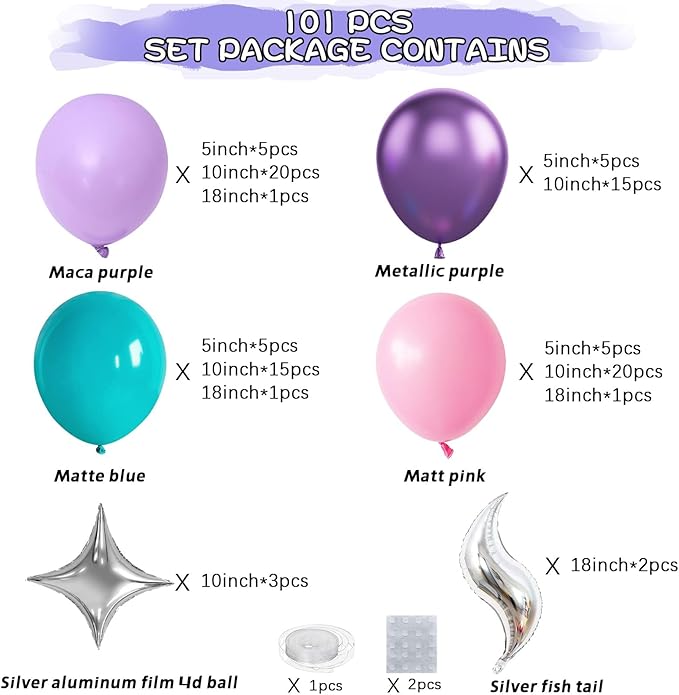 Mermaid Balloon Arch Kit Pink Purple Mermaid Tail Arch Party