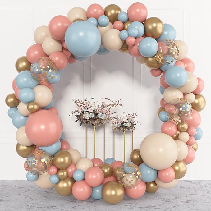 Amandir 153pcs Pink Blue Balloon Garland Arch Kit, Different Sizes 18