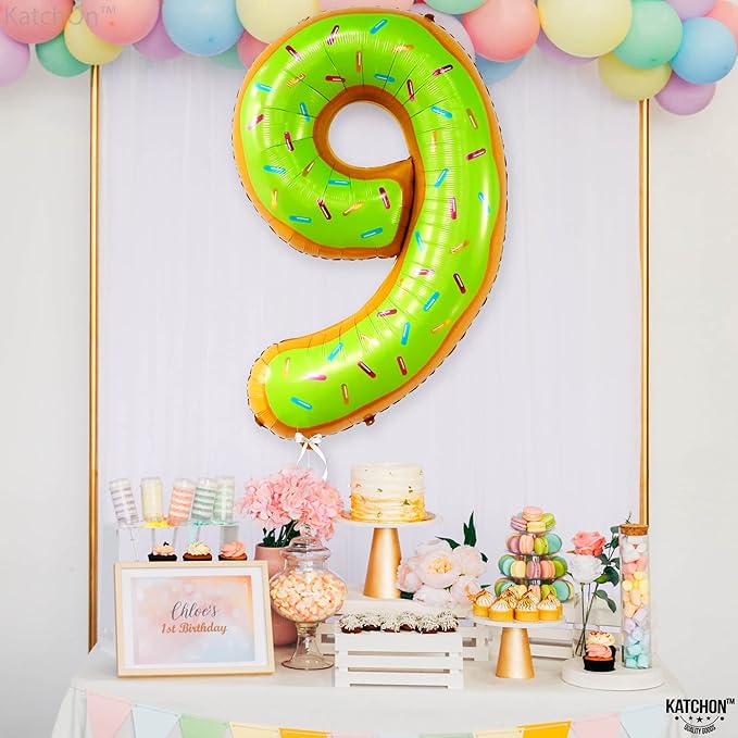 KatchOn, Huge Number 9 Donut Balloon - 40 Inch | Foil 9 Birthday