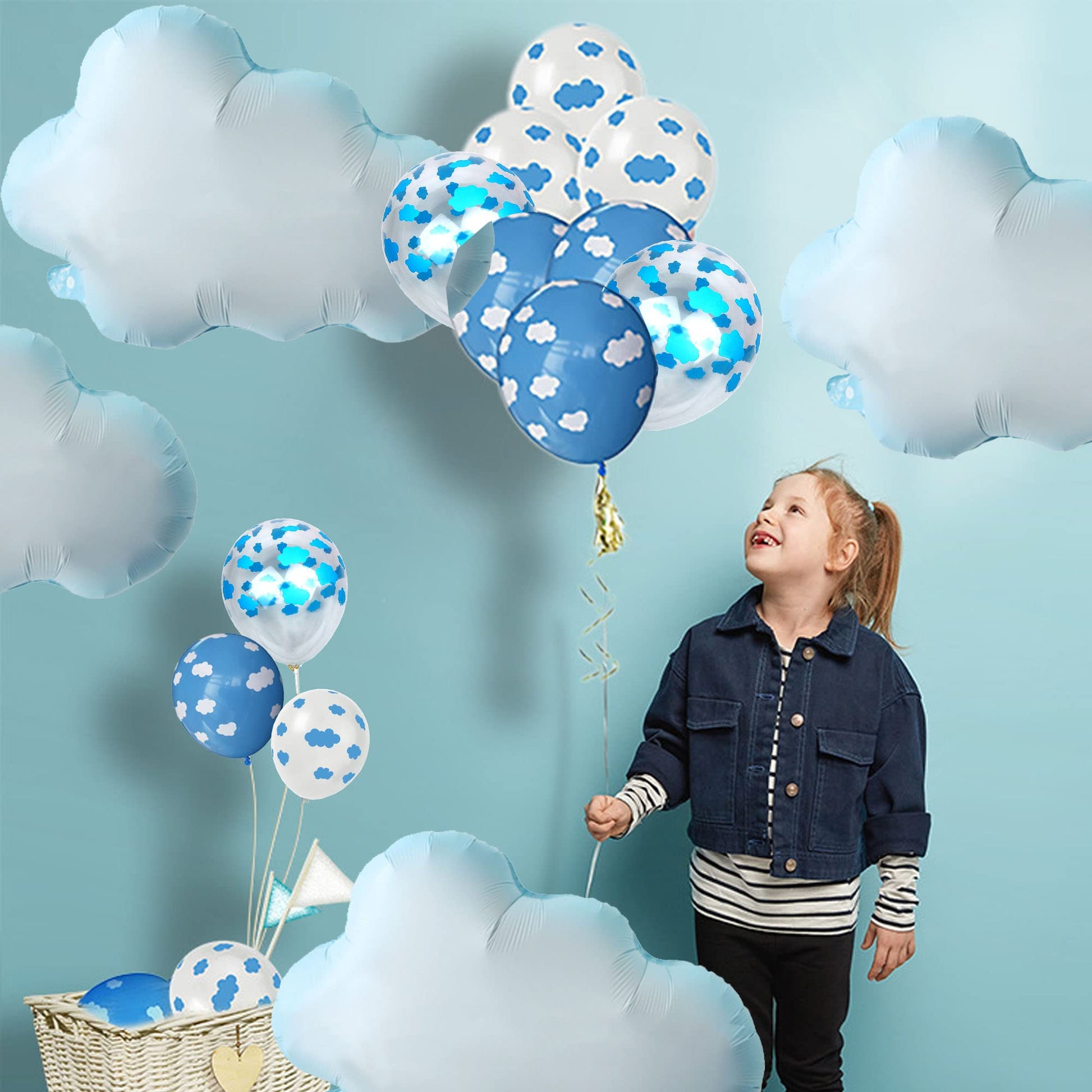 YuBoBo 42PCS Foil Cloud Balloons And Latex Balloon Baby Shower
