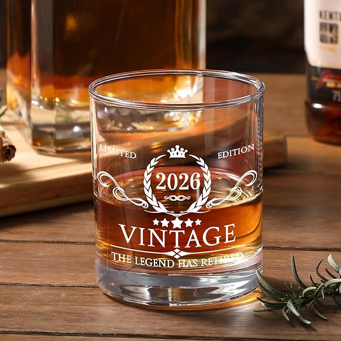 Retirement Gifts for Men Whiskey Glass Set The Legend Has Retired