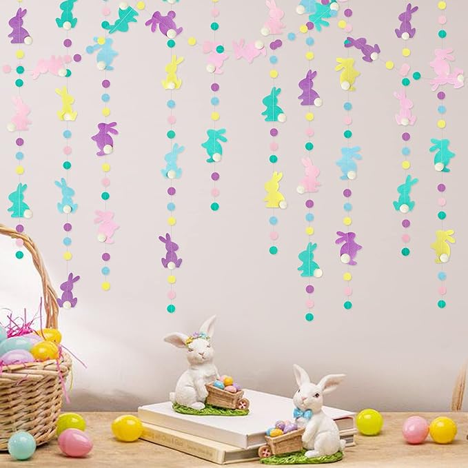 Easter Party Decorations Pastel Easter Bunny Circle Dot Garland