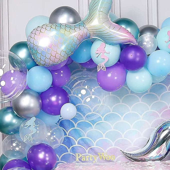 Mermaid Balloons Garland Kit 180pcs Mermaid Backdrop Mermaid Tail