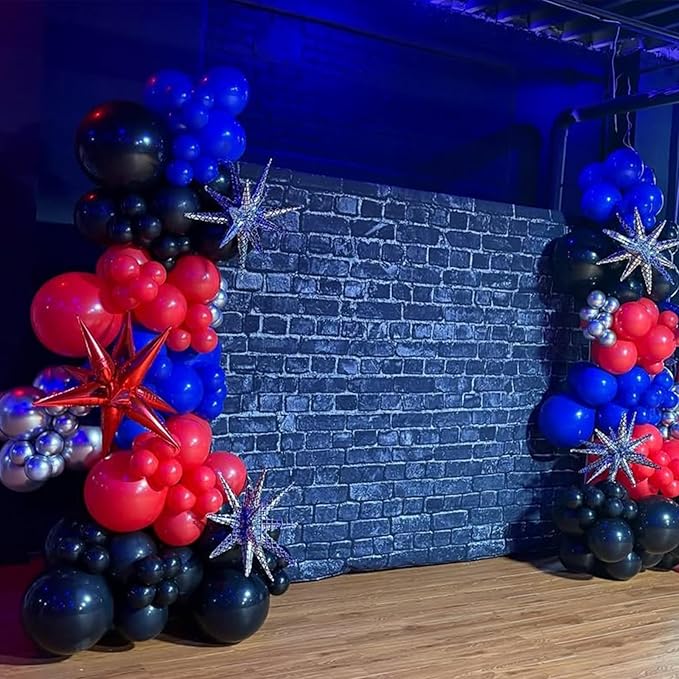 Red Blue and Black Balloons, 67pcs 12 Inch Red Blue Confetti Silver