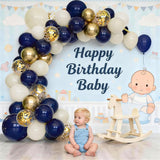 Blue and Gold Balloons Arch Kit, Navy Dark Blue Latex Balloon Arch