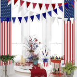 30 Ft Red Silver Blue Triangle Pennant Banner Bunting Hanging Paper