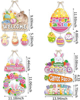 Easter Egg Bunny Home Front Door Hanger Decor 4pcs Pastel Rainbow