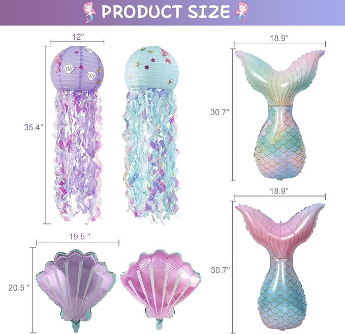 Mermaid Birthday Party Decorations Supplies Banner Tassel Garland