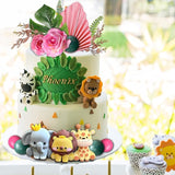 22pcs Safari Jungle Animal Cake Toppers Flower Balls Cake Decoration