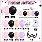 120 Pcs Pink and Black Balloon Arch Kit Scary Ghost Boo Halloween
