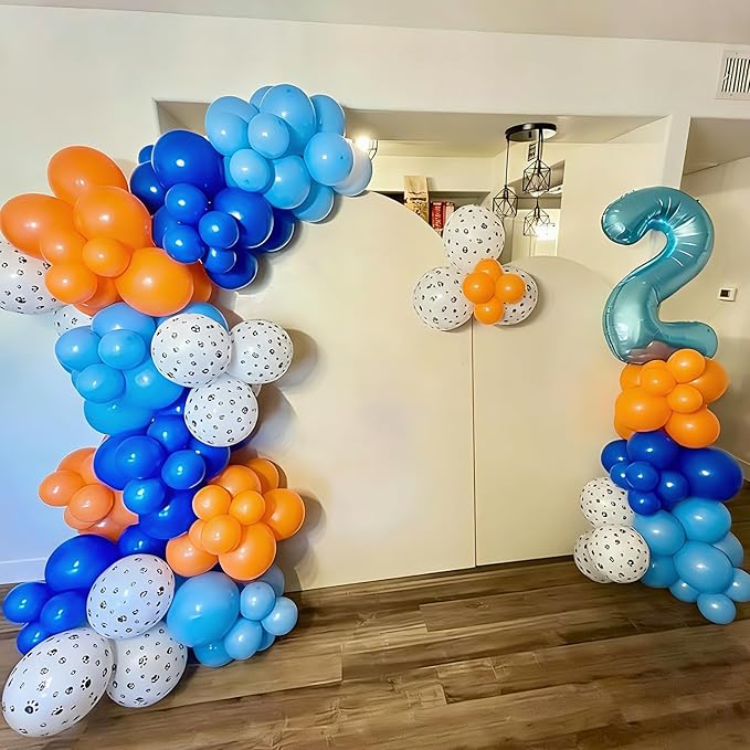 YMSZ Blue and Orange Balloons, 67pcs 12 Inch Royal Light Blue and