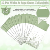 12Pcs White and Sage Green Tablecloth Decorations,Plastic White Table