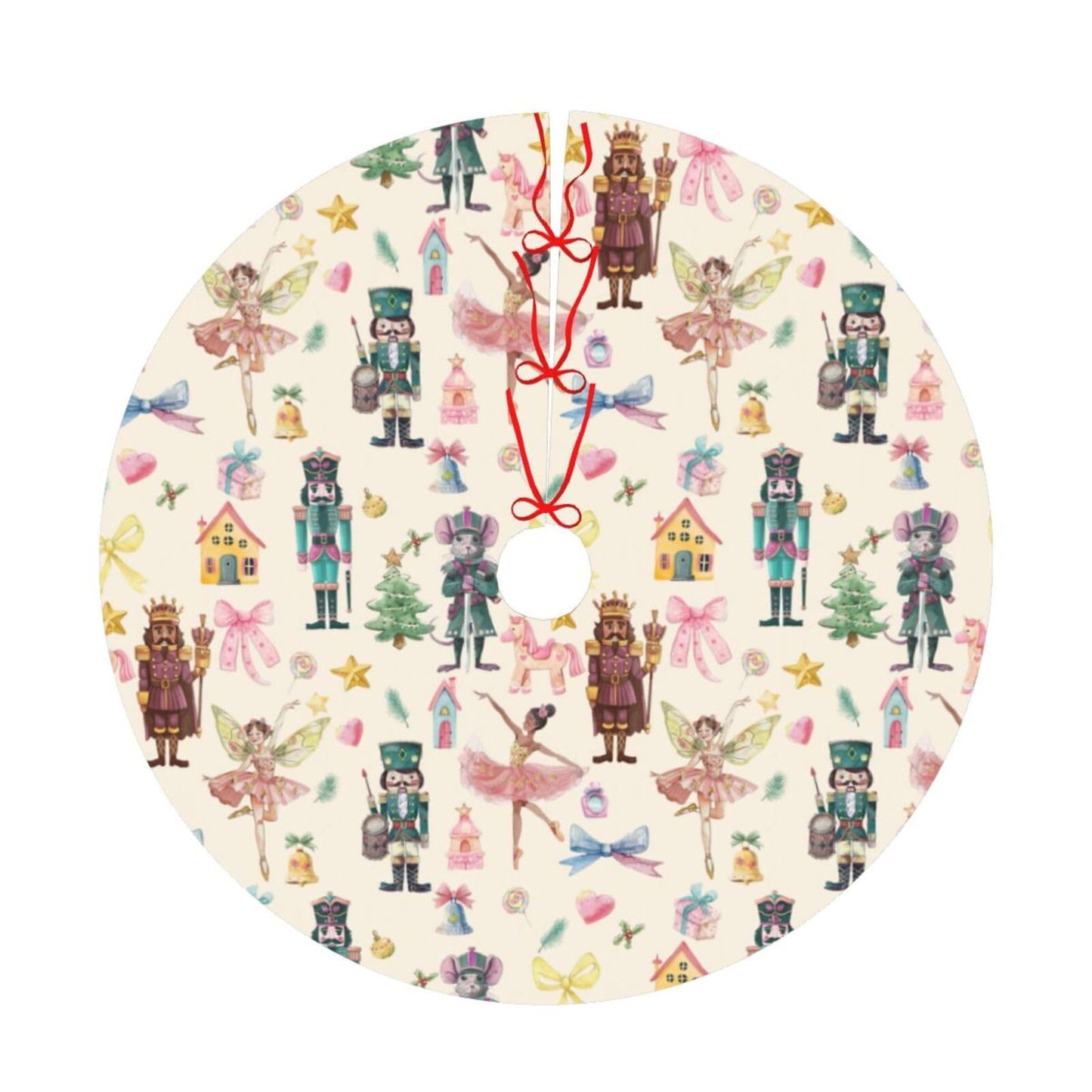 Pink Nutcracker Christmas Tree Skirt 36" Christmas Nutcracker Ballet
