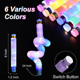 Light Up Glow Sticks Fidget Pop Tubes, 24 Pack Glow in The Dark Party