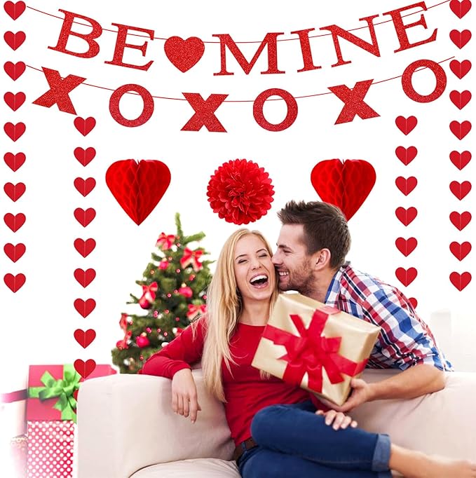 Valentines Day Decorations Red Heart Garland Galentines Decor 24pcs
