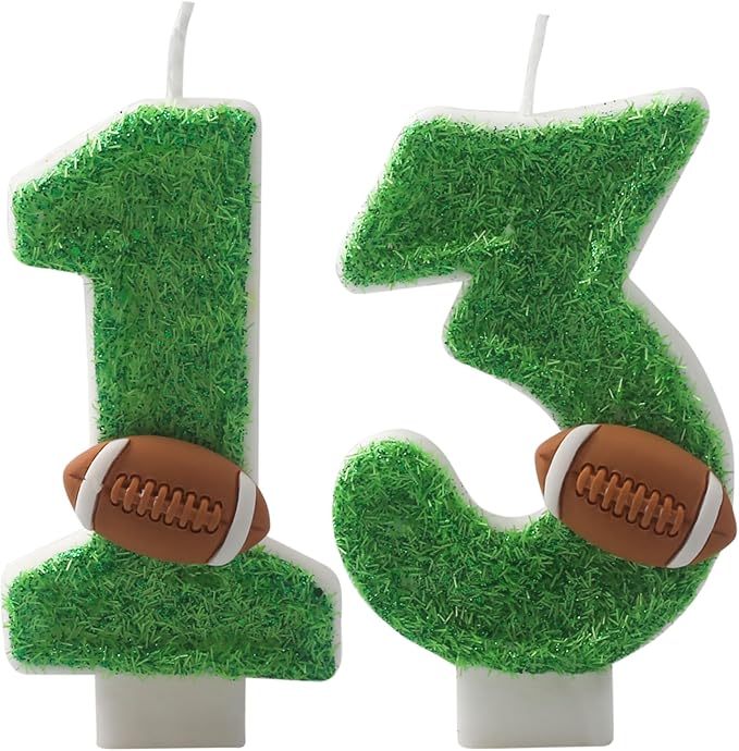 Football Candles 13,13 Candles for Birthday Cake Boy,Number 13