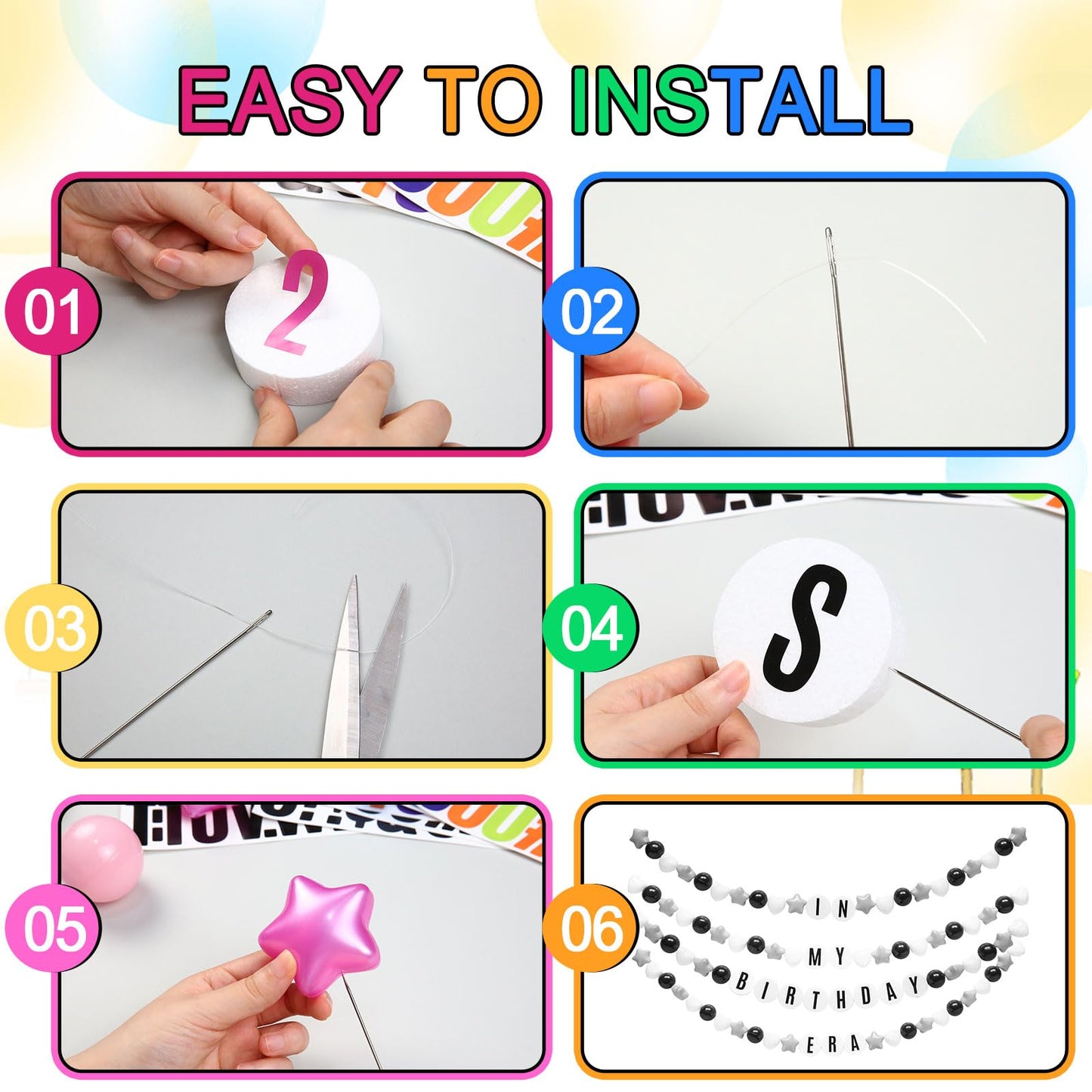DIY Giant Friendship Bracelet Birthday Garland Kit with Letters Ball