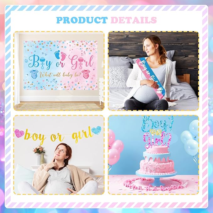 170 PCs Baby Boxes Gender Reveal Decorations Hombae Boy or Girl