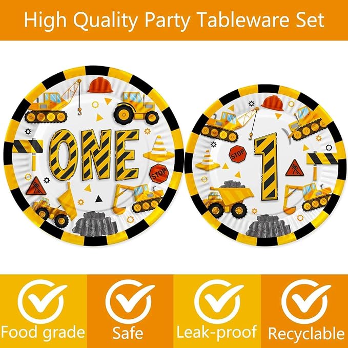 178 Pcs Construction 1st Birthday Party Supplies Dump Truck One Year