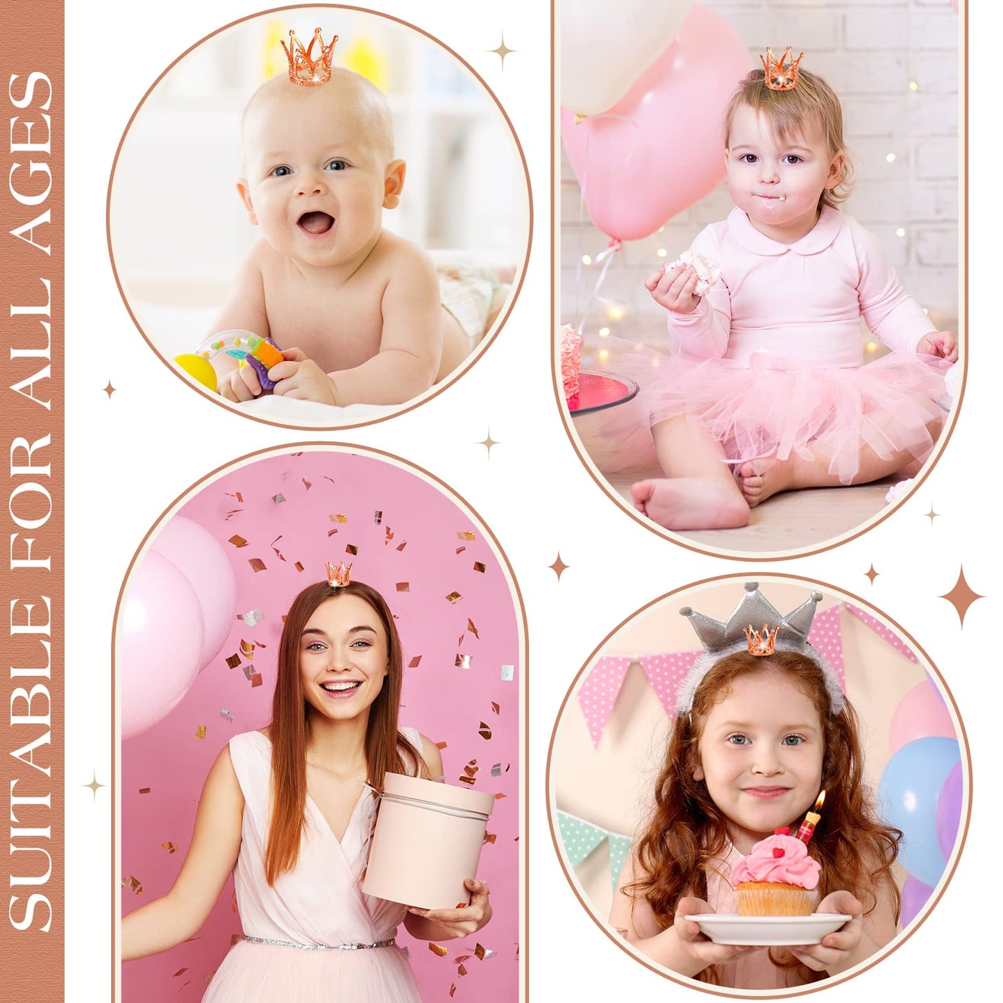 24 Pcs Crown Cake Topper Mini Baby Crown Tiny Queen Small Alloy