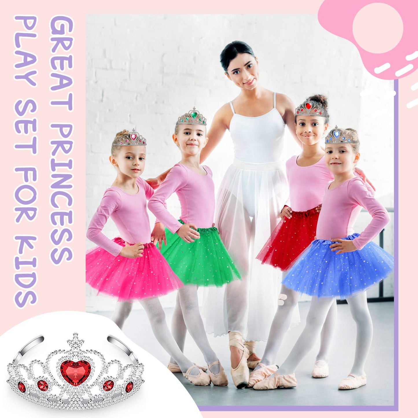 Zhanmai 16 Sets Tutu Dress and Tiara for Girls Princess Ballet Skirt