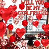 Letter Balloons - Will You Be My Girlfriend 18“ Red Heart Foil