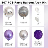 Purple Silver Balloon Arch Kit Halloween Disco Dark Royal Purple