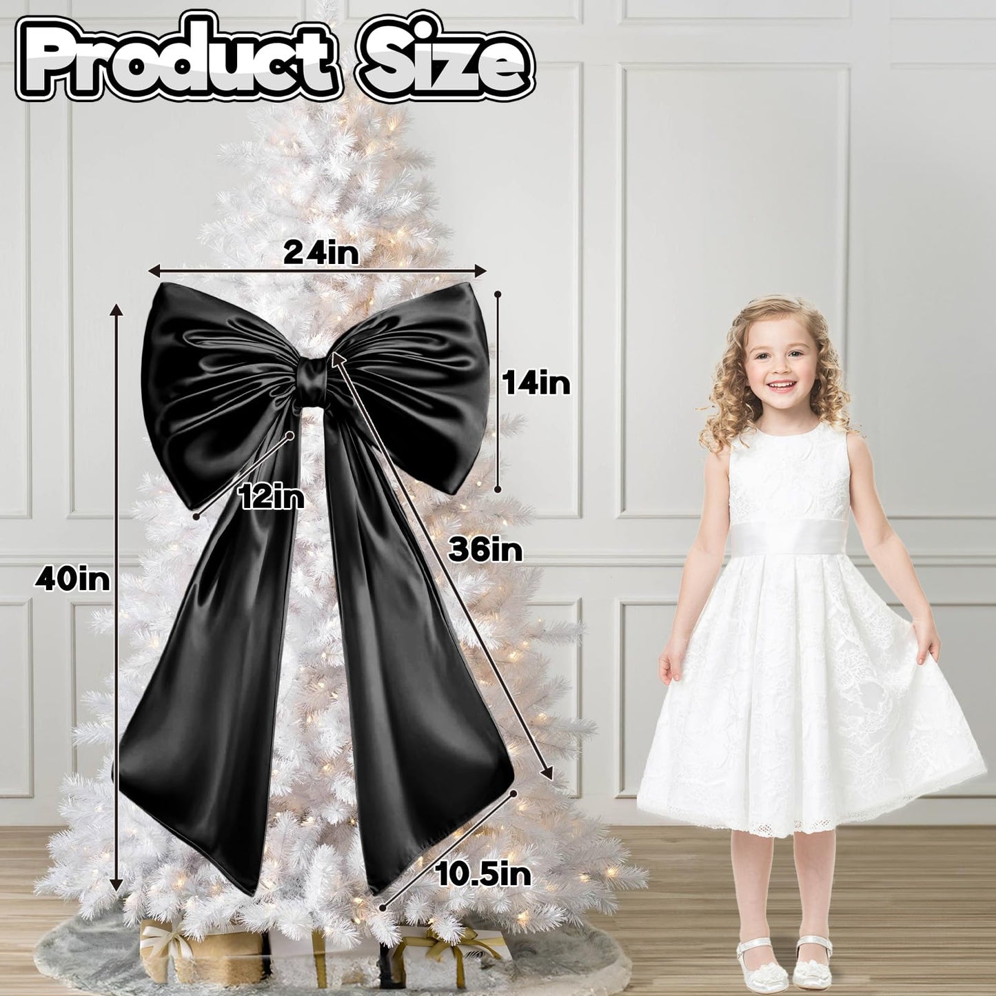 Froova Black Bow Decor, 40 x 24 Inches Large Big Black Bow Party
