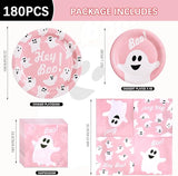 180Pcs Halloween Party Supplies Serve 60 Pink Ghost Paper Plates and