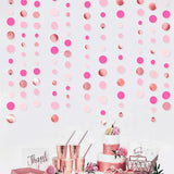 Hot Pink Rose Gold Party Decorations Circle Dots Garland Hanging
