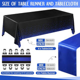 Breling 16 Pack Black and Blue Disposable Plastic Tablecloths and