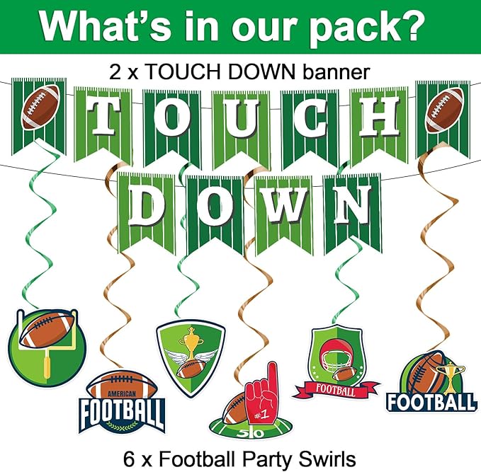 184pcs Football Party Supplies Decorations Set Serves 25 Includes