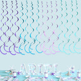 36 Pcs Mermaid Hanging Swirl Decorations Teal Purple Felt Swirl