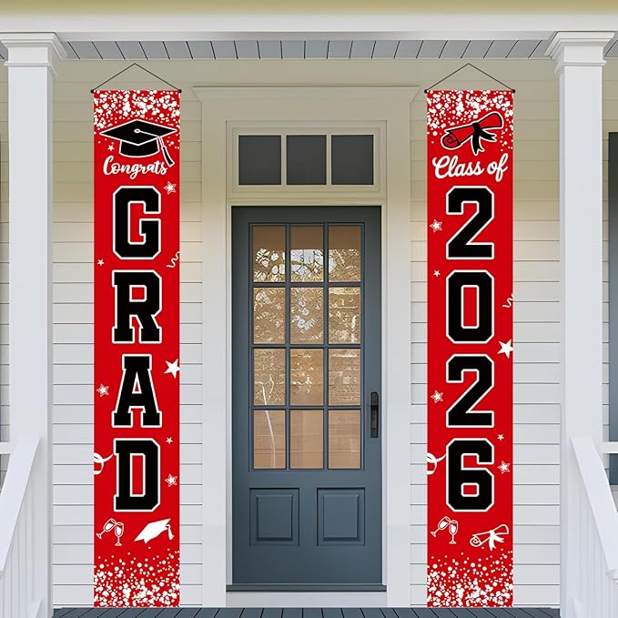 Graduation Decorations 2026 Red Set, Congrats Grad Decor Set with
