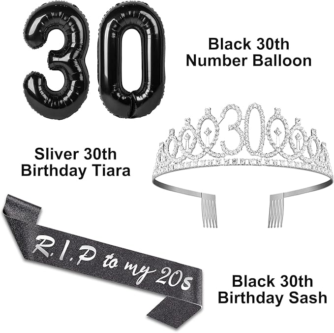 RIP to My 20s Birthday Decorations with 30th Birthday Crown RIP to