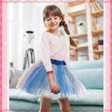 JaGely 9 Pcs Ballet Tutu for Girls Rainbow 3 Layers Fluffy Multicolor